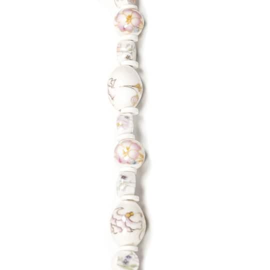 Jesse James Beads White & Pink Floral Ceramic Bead Mix